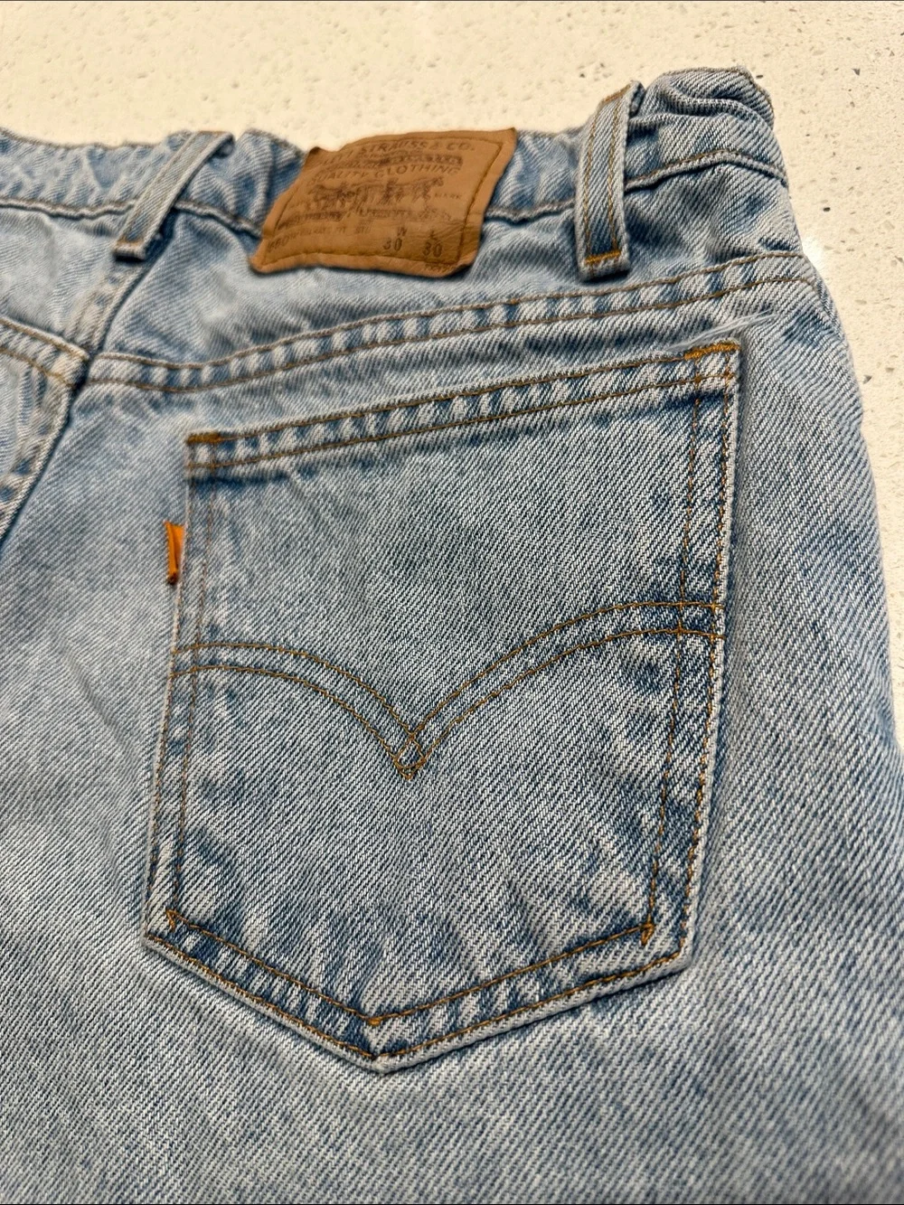 Levi's Vintage Light Wash Orange Tab Denim Cutoff Shorts